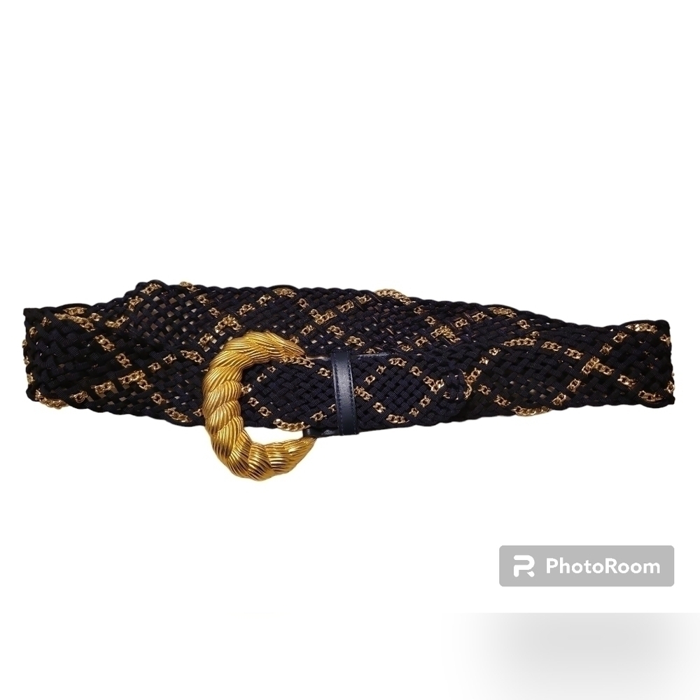 SHARON Burch gold black woven belt